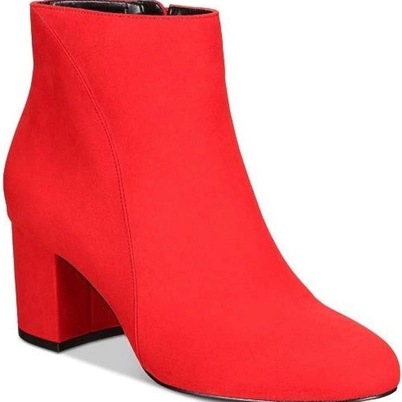 NWT INC International Concepts Red Lava Suede Close Toe Ankle Boots, Size 8 - Picture 1 of 12